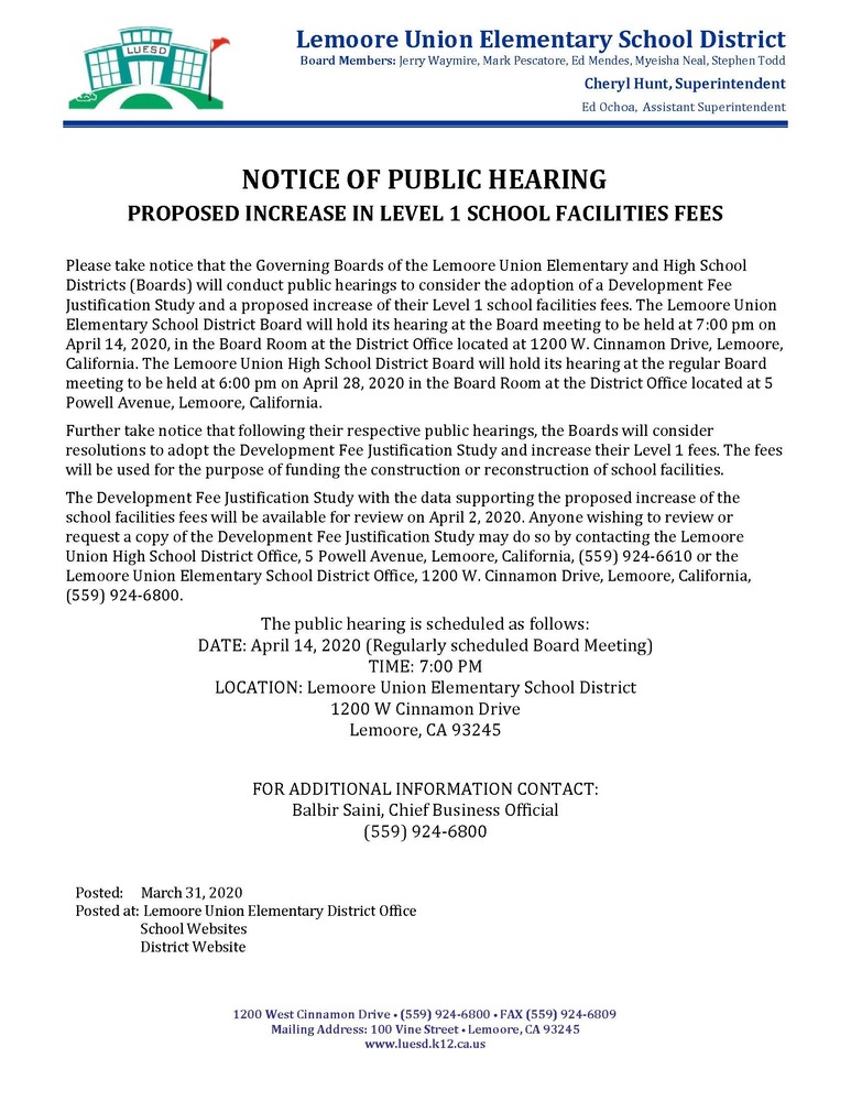 Notice of Public Hearing