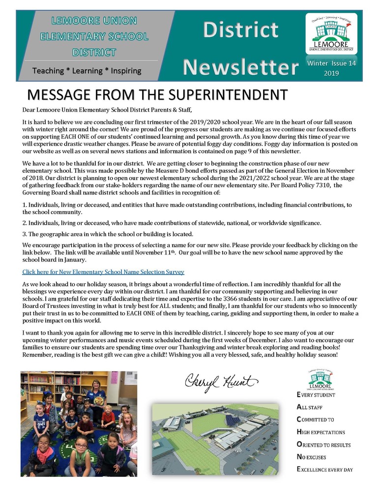 District Newsletter | Meadow Lane Elementary