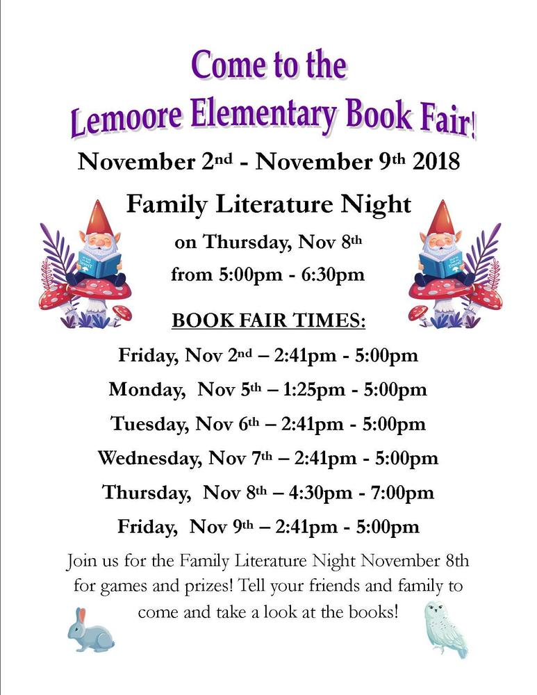 Join us for the Lemoore Elementary Book Fair!