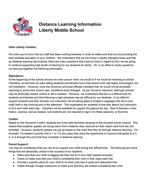 Distance Learning Update 4/22