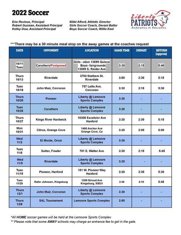 Soccer Schedule 2022-2023 | Liberty Middle School